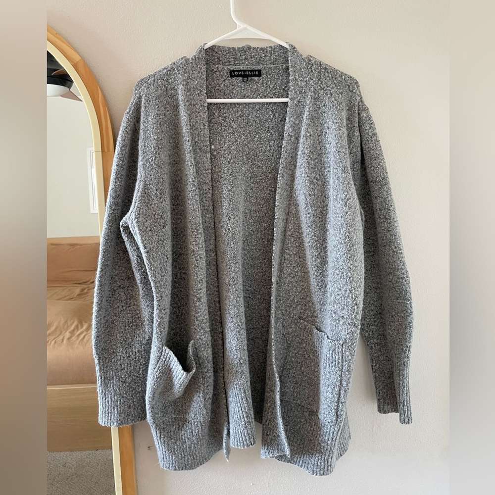 Love Ellie Gray Fuzzy Cardigan